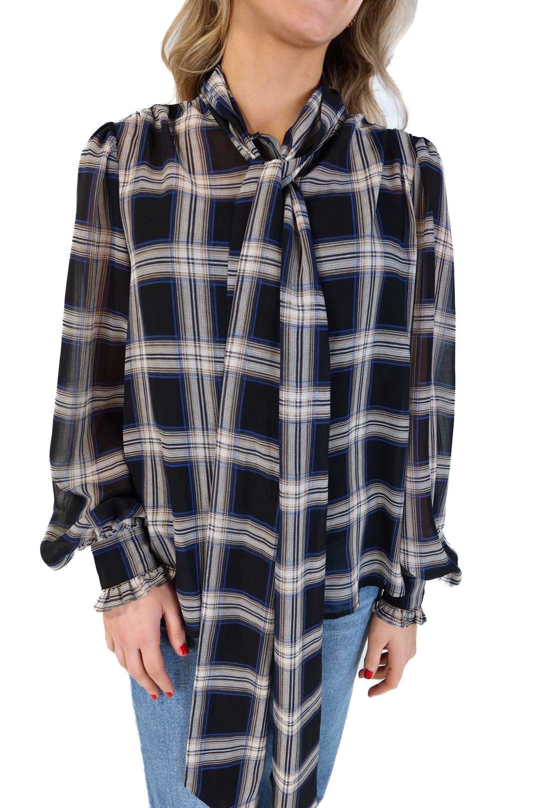 Vici black plaid sheer top (s; retails for $58)