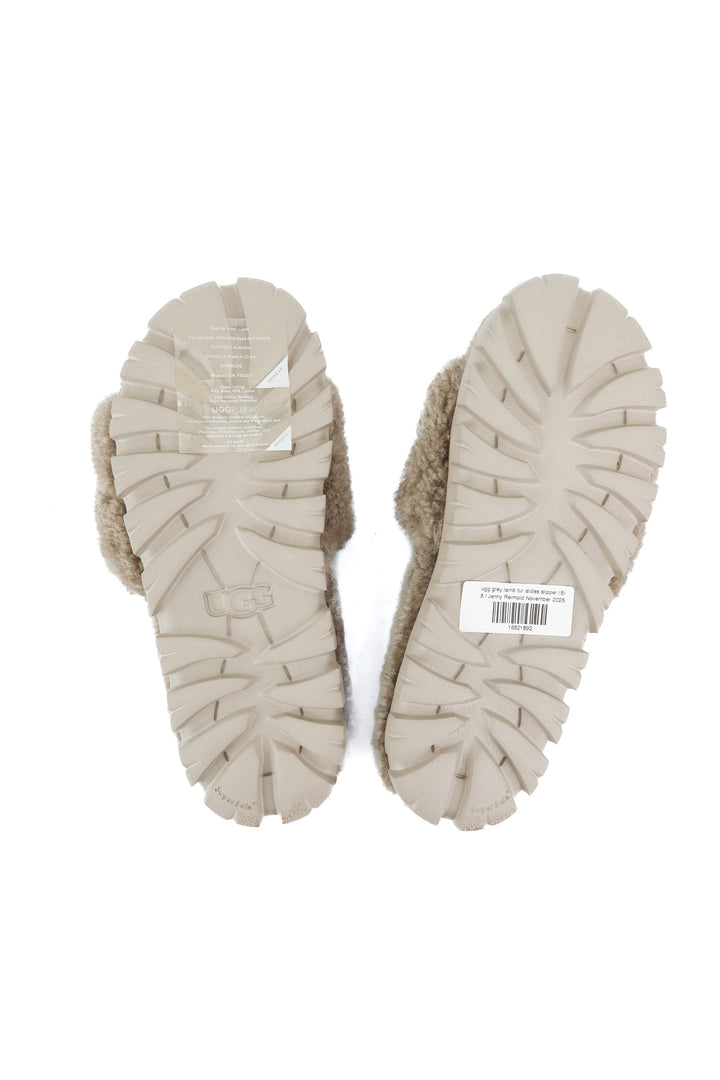 ugg grey lamb fur slides slipper (8)