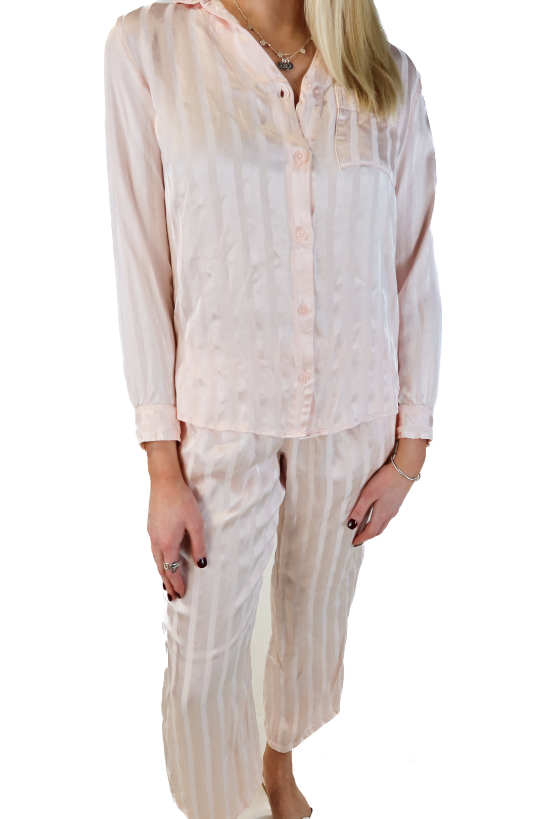 Tommy John pink striped pajama set (s; retails for $136)