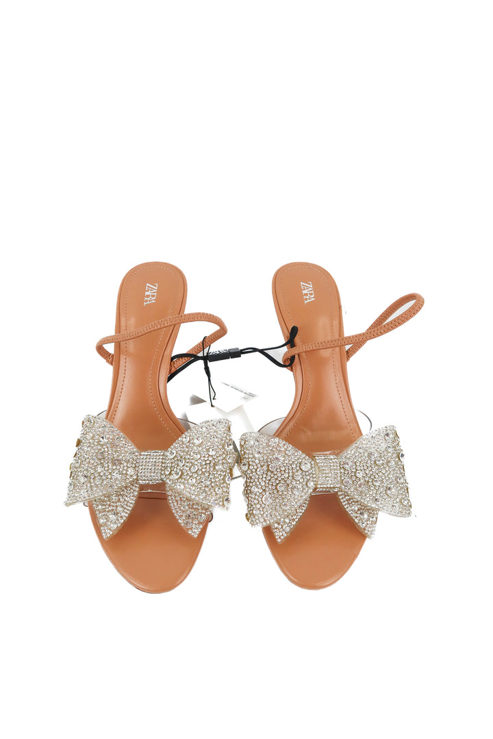 zara rhinestone bow heels NWT (39)