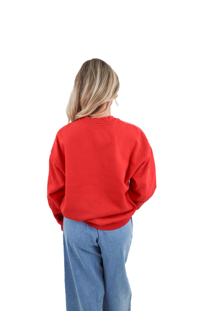 pangaia red heavyweight sweatshirt (m; retail $205)