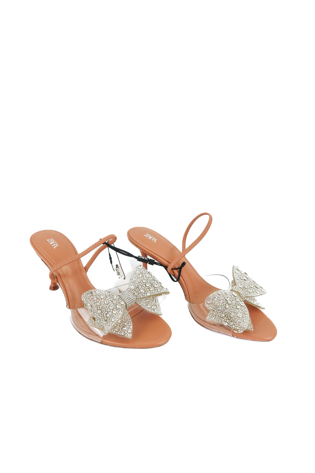 zara rhinestone bow heels NWT (39)