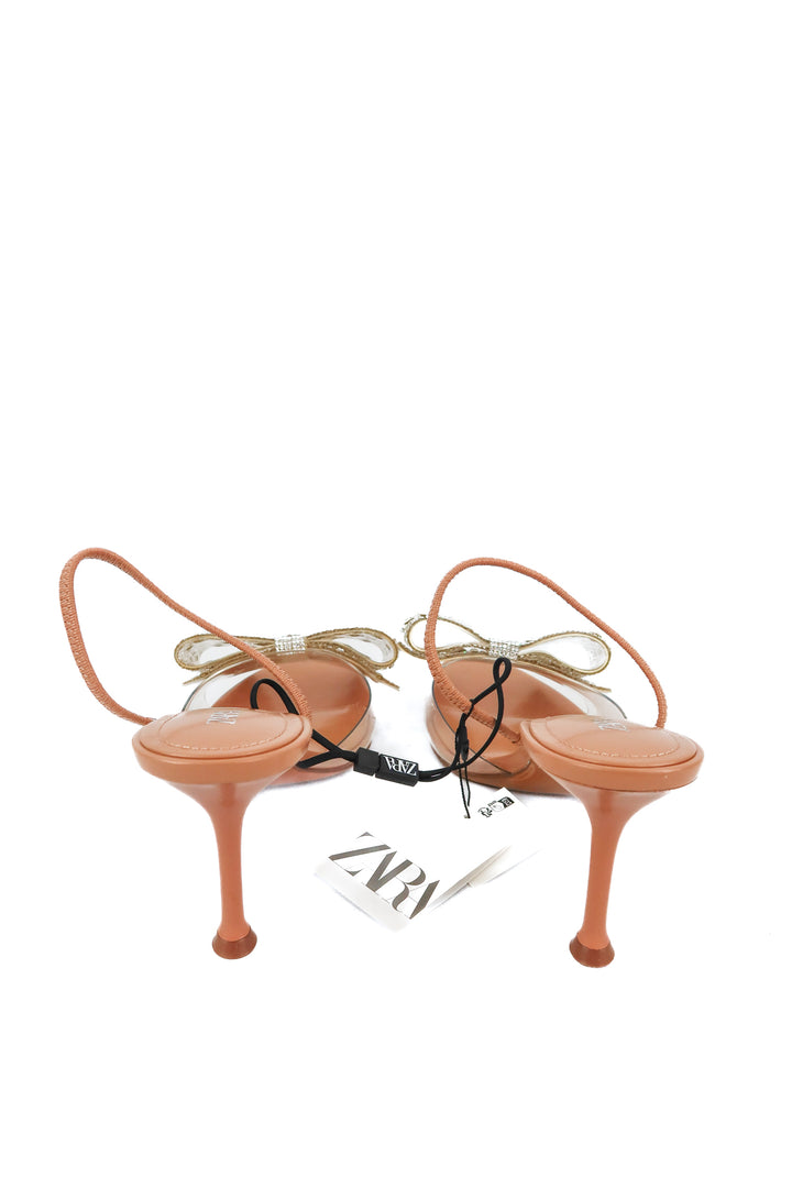 zara rhinestone bow heels NWT (39)
