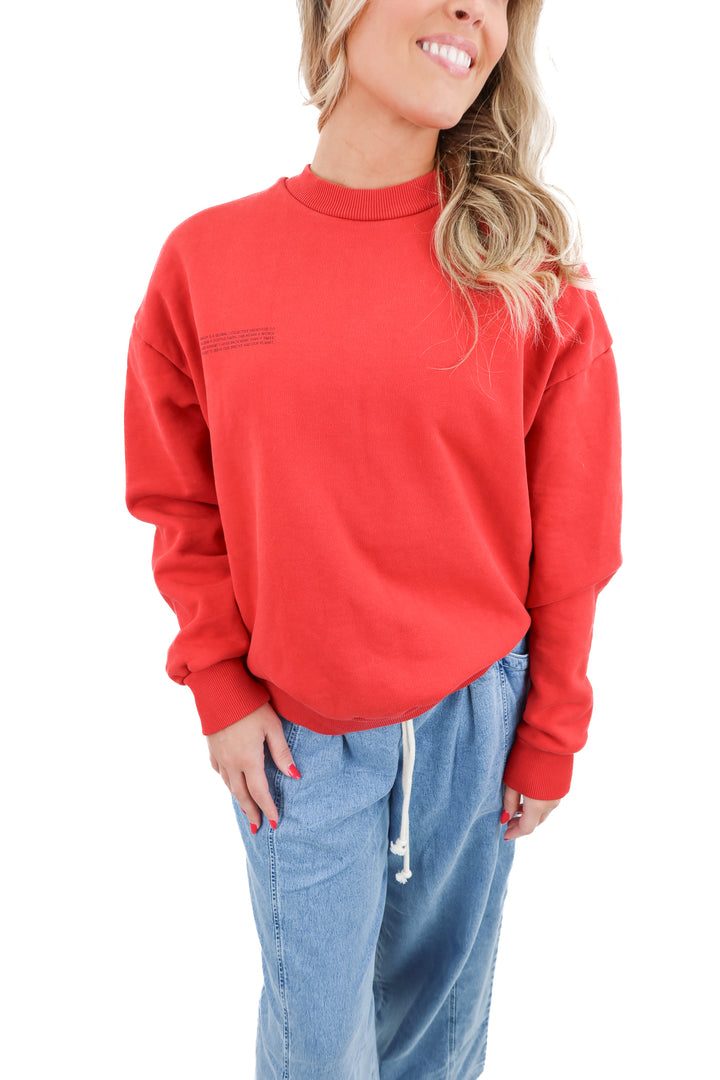 pangaia red heavyweight sweatshirt (m; retail $205)