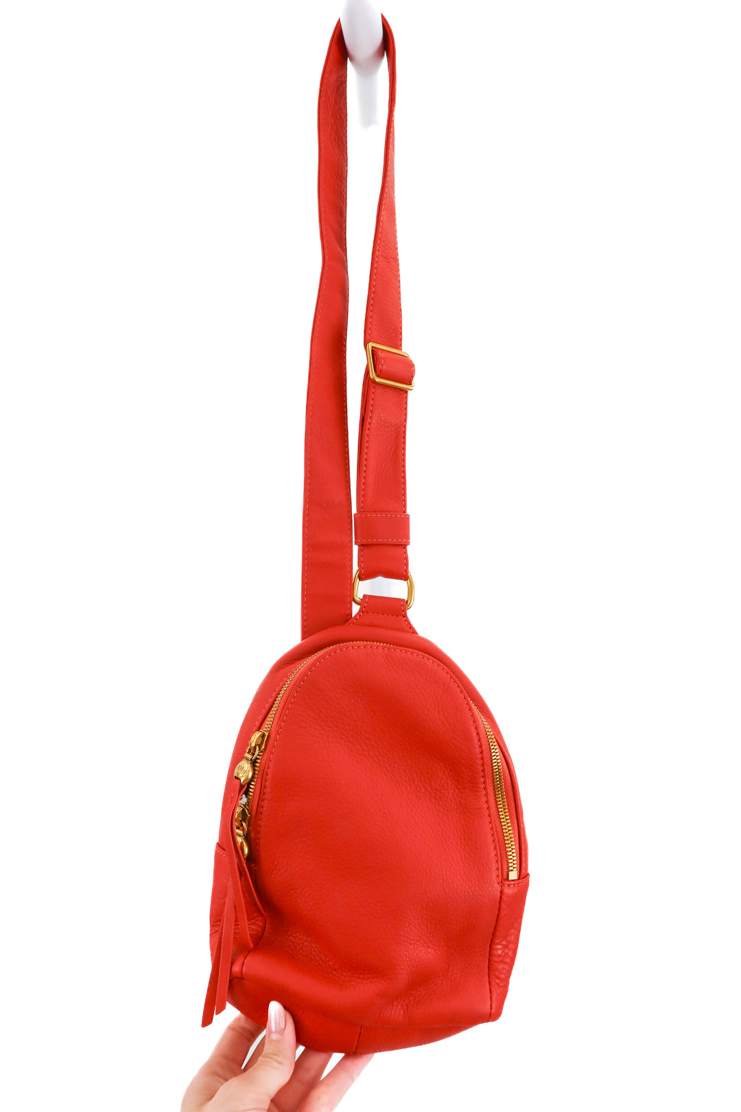 hobo red leather crossbody