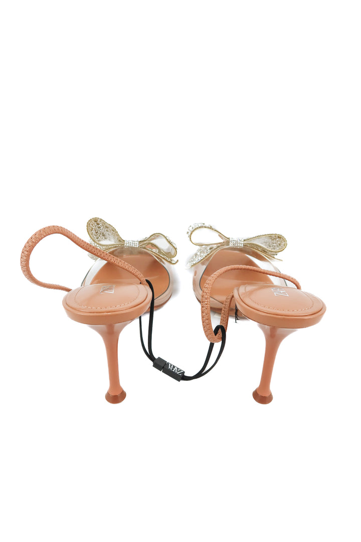 zara rhinestone bow heels NWT (40)