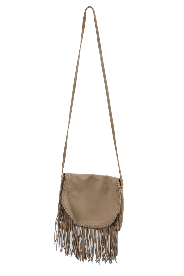 hobo cream leather fringe bag