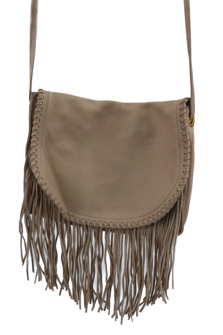hobo cream leather fringe bag