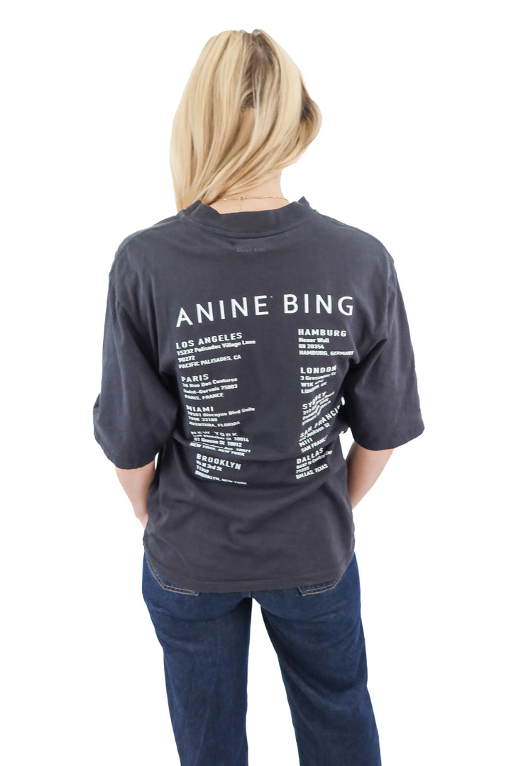 anine bing black smiley face tee (s)