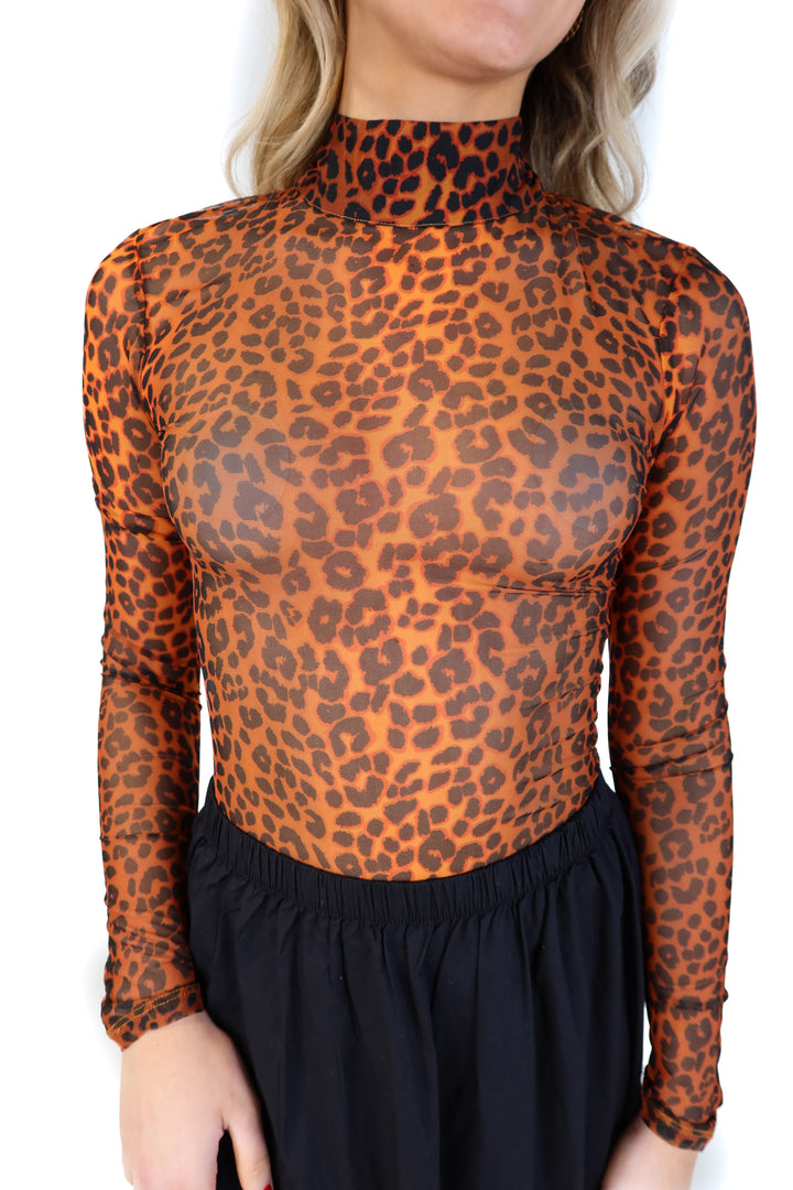 Hours sheer cheetah bodysuit (xs)