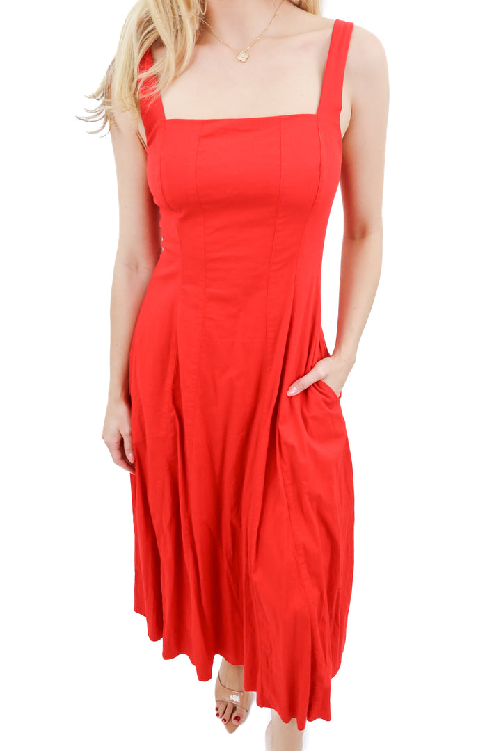 abercrombie & fitch red maxi dress (xs; retail $120)