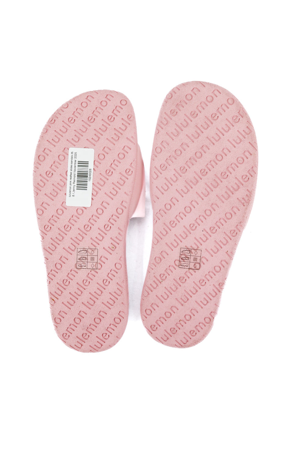 lululemon pink restfeel slides sandals (8; retail $58)