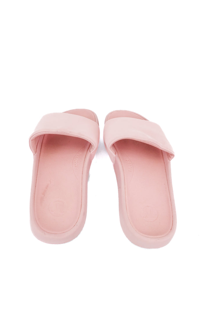 lululemon pink restfeel slides sandals (8; retail $58)