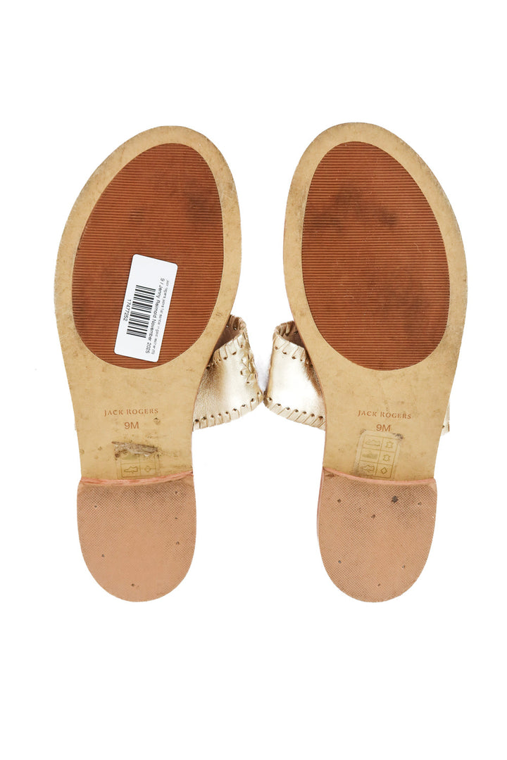 jack rogers jacks flat sandal in gold leather (9; $138)
