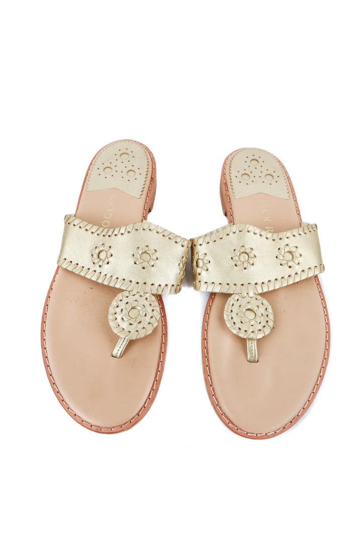 jack rogers jacks flat sandal in gold leather (9; $138)