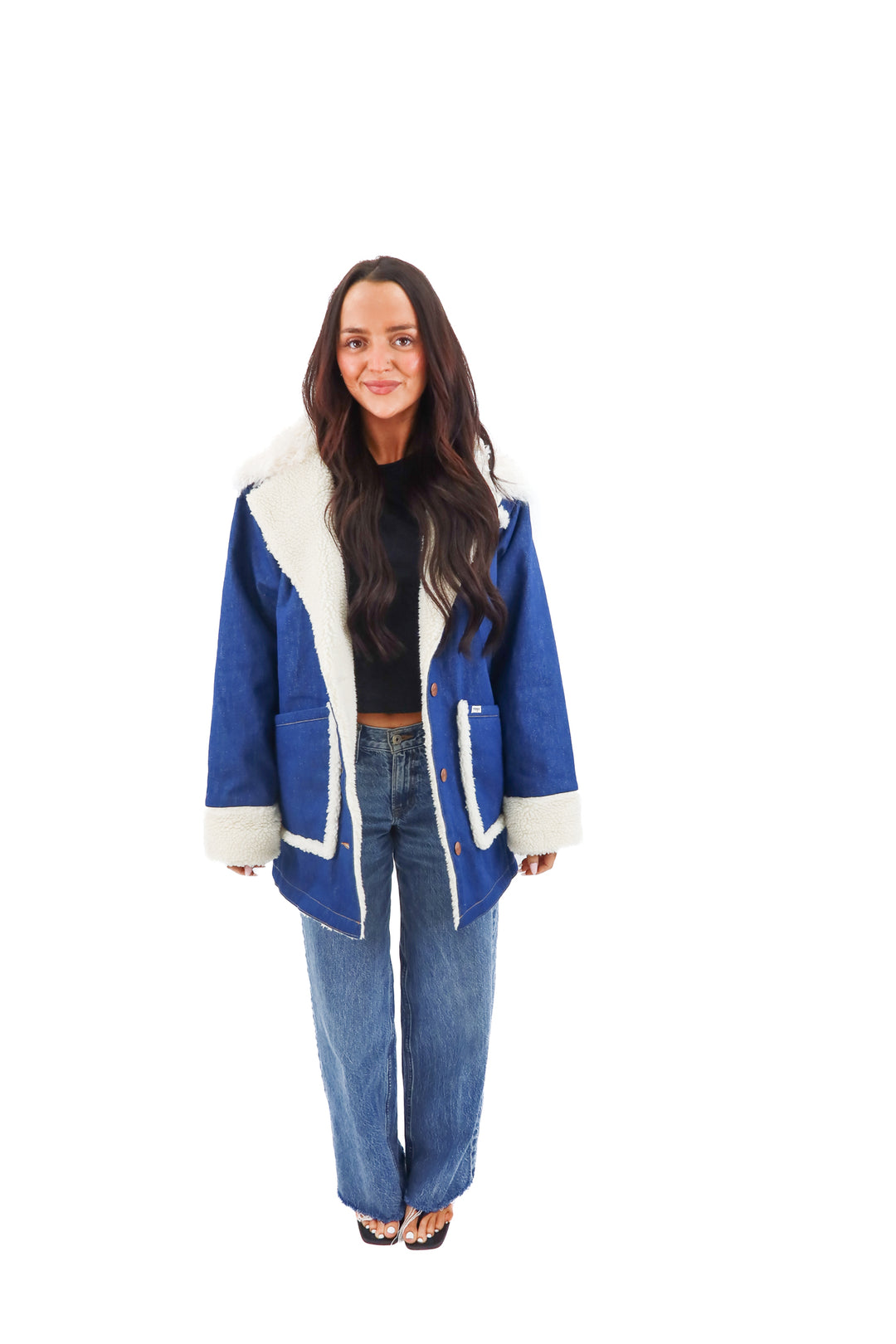 wrangler denim/fur jacket nwt (xs; retail $199)