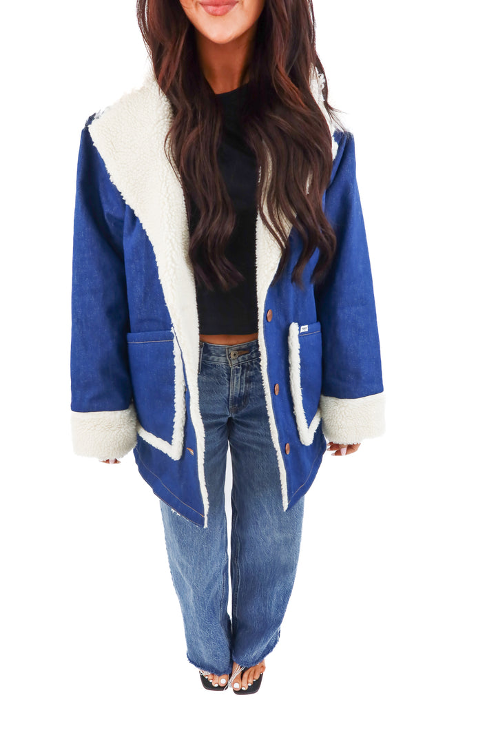 wrangler denim/fur jacket nwt (xs; retail $199)