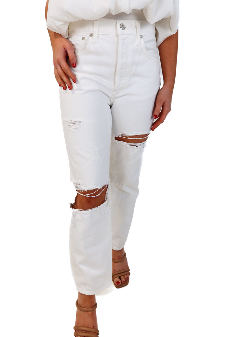 Citizens of humanity white distressed crop jeans (25; retails for $228)