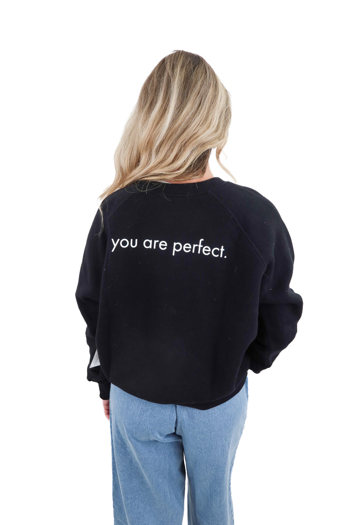 perfectwhitetee black crewneck (m; retail $138)