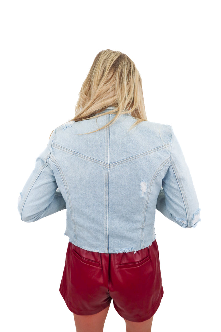 retrofete light wash denim jacket (xs)