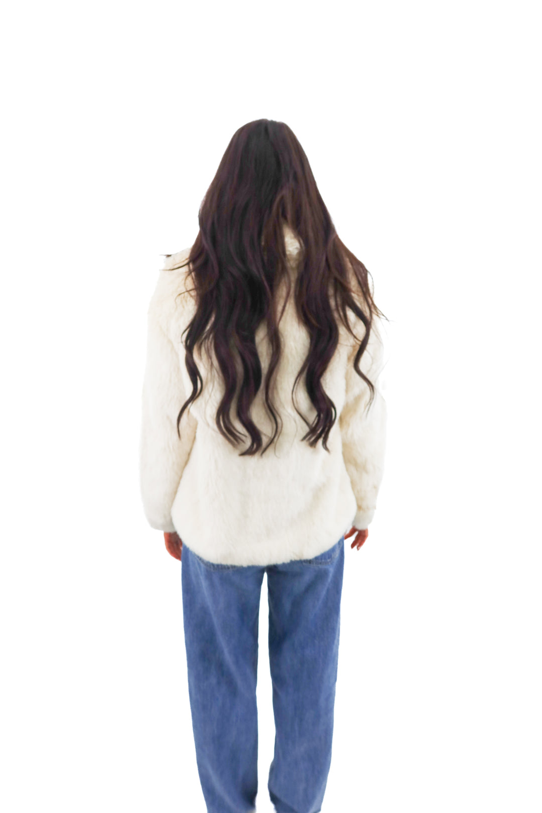 abercrombie & fitch cream fur coat nwt (xxs; retail $200