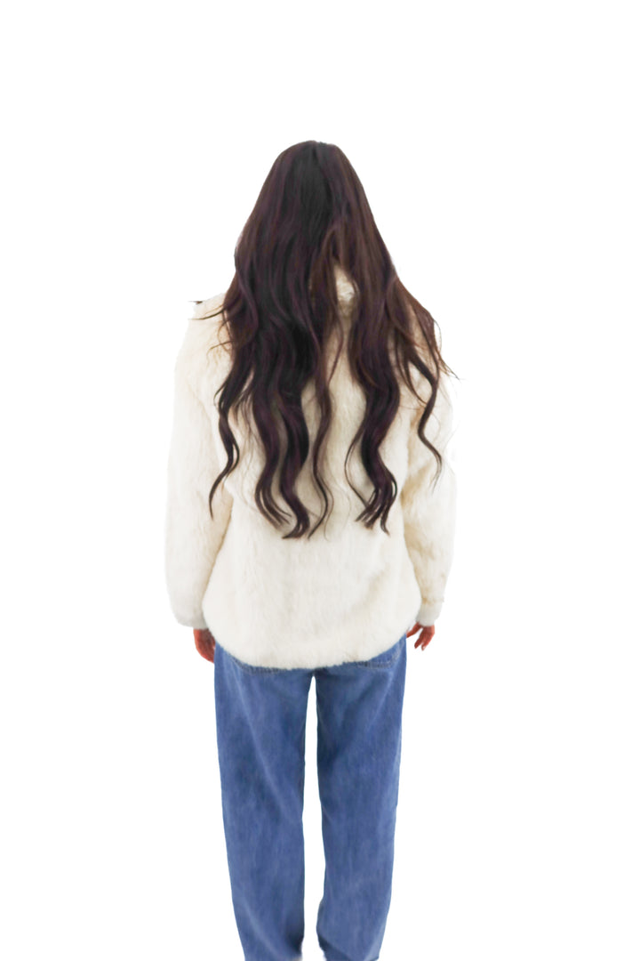abercrombie & fitch cream fur coat nwt (xxs; retail $200