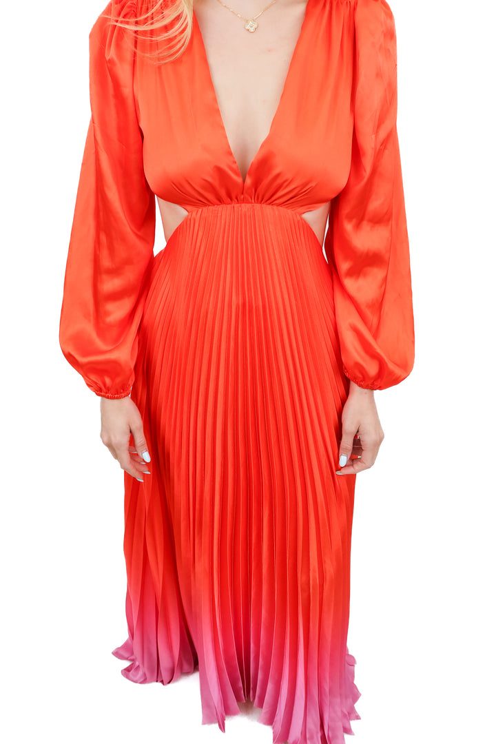 Delfi orange/pink maxi dress NWT (XS; retail $498)