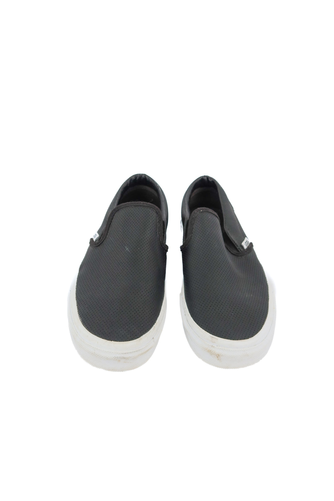 vans black perforated vegan leather slip on sneakers (8.5)