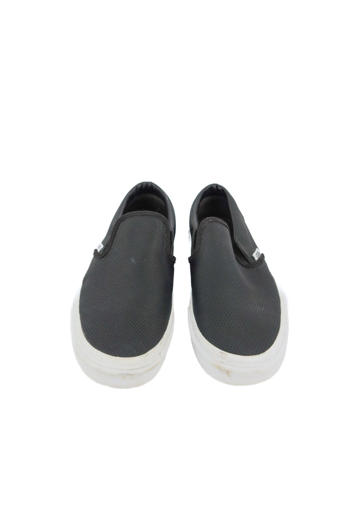 vans black perforated vegan leather slip on sneakers (8.5)