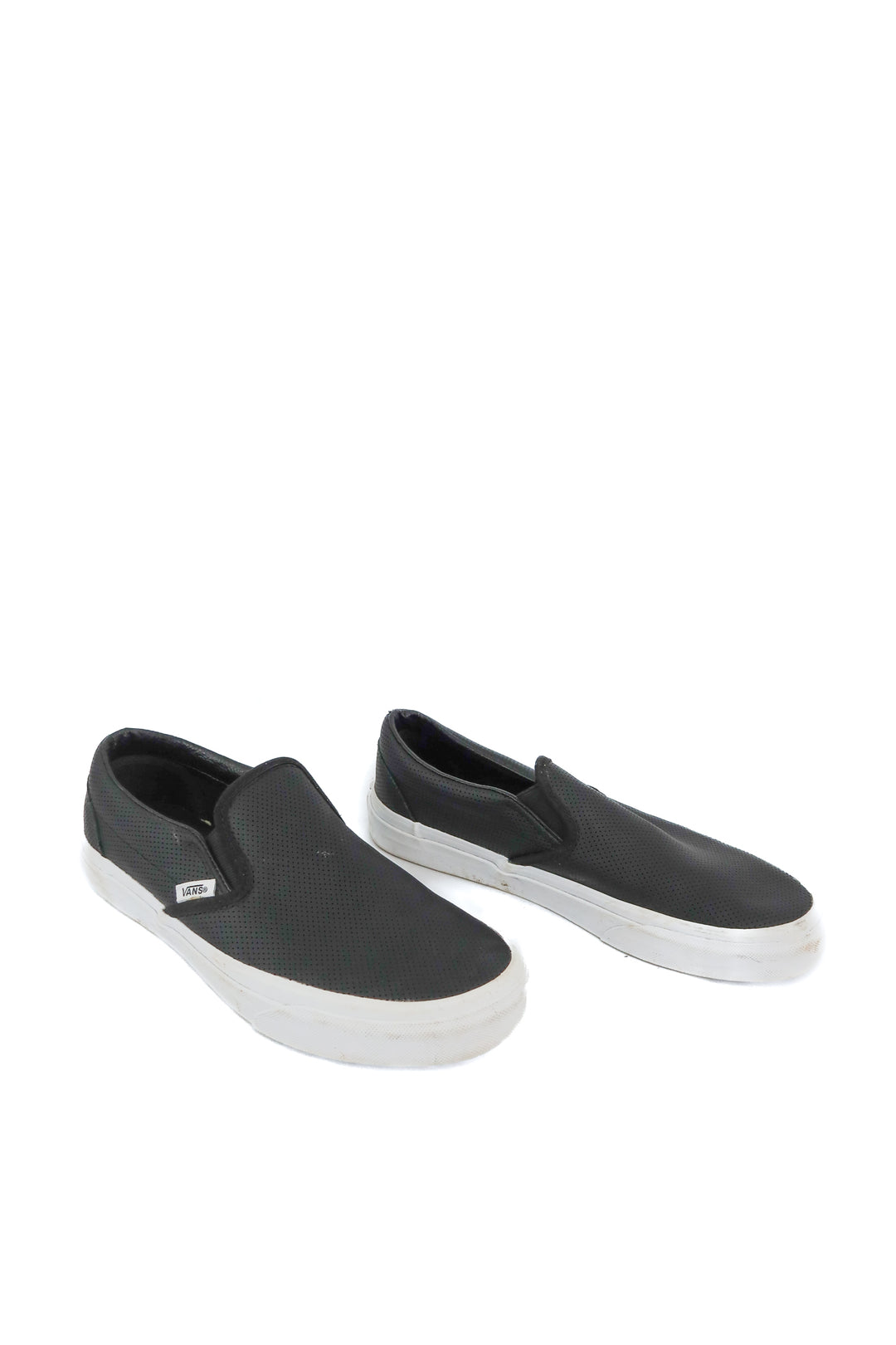 vans black perforated vegan leather slip on sneakers (8.5)