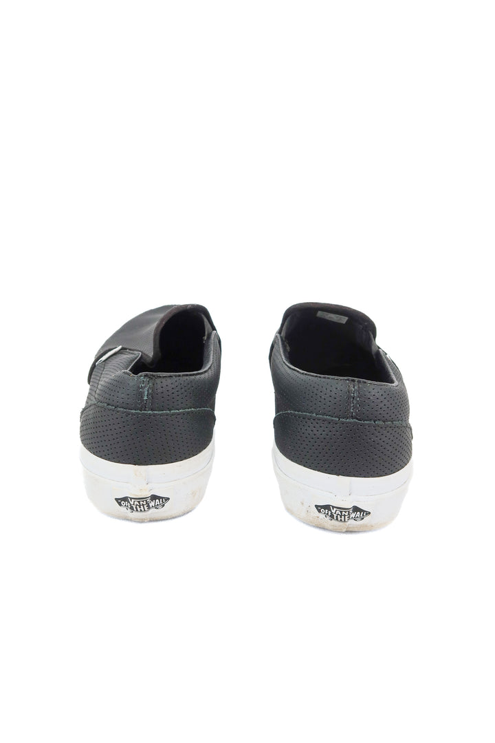 vans black perforated vegan leather slip on sneakers (8.5)