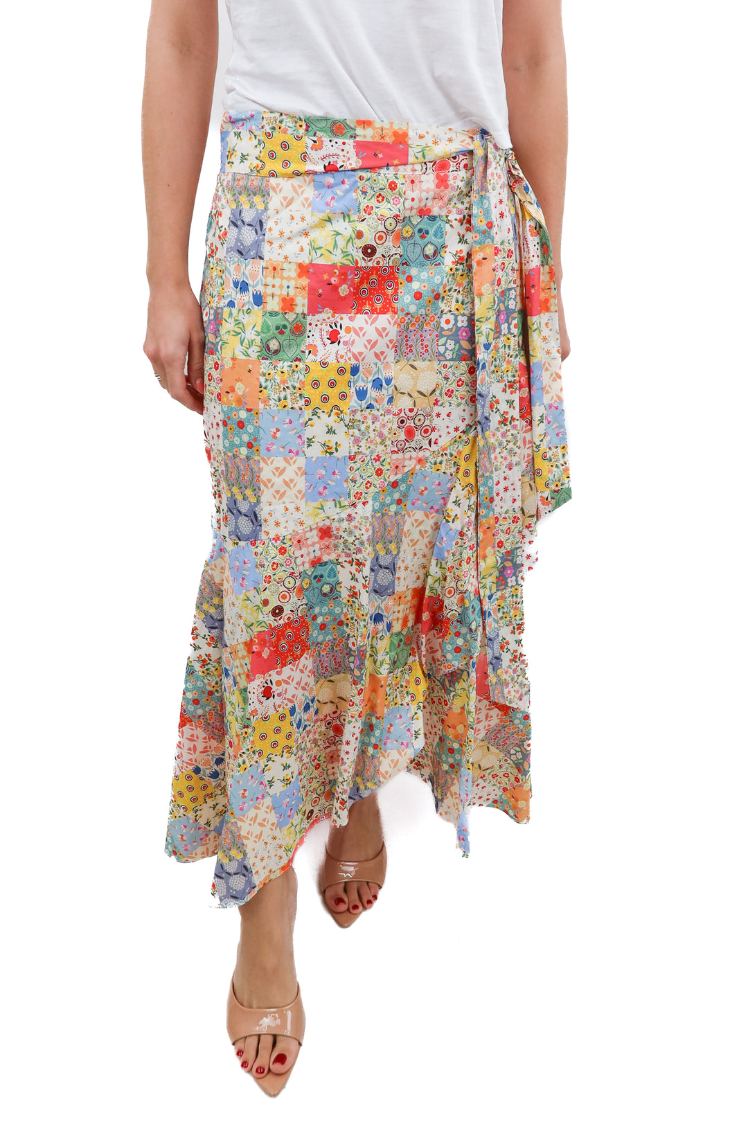 ivy city colorful patch maxi skirt (s; retail $98)