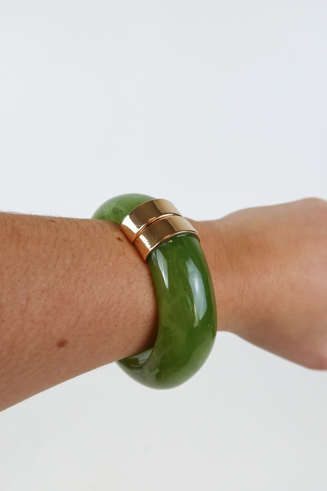 Green & Gold Chunky Hinged Bracelet