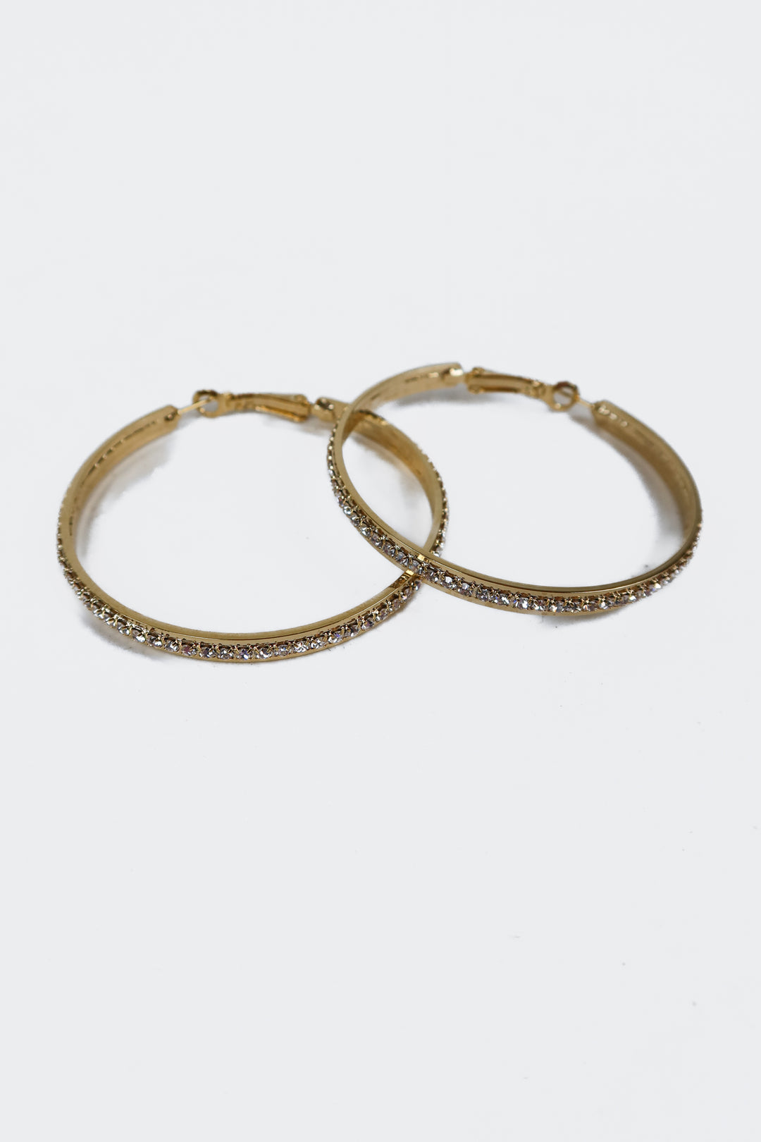 Gold/Rhinestone Lightweight Hoop Earrings