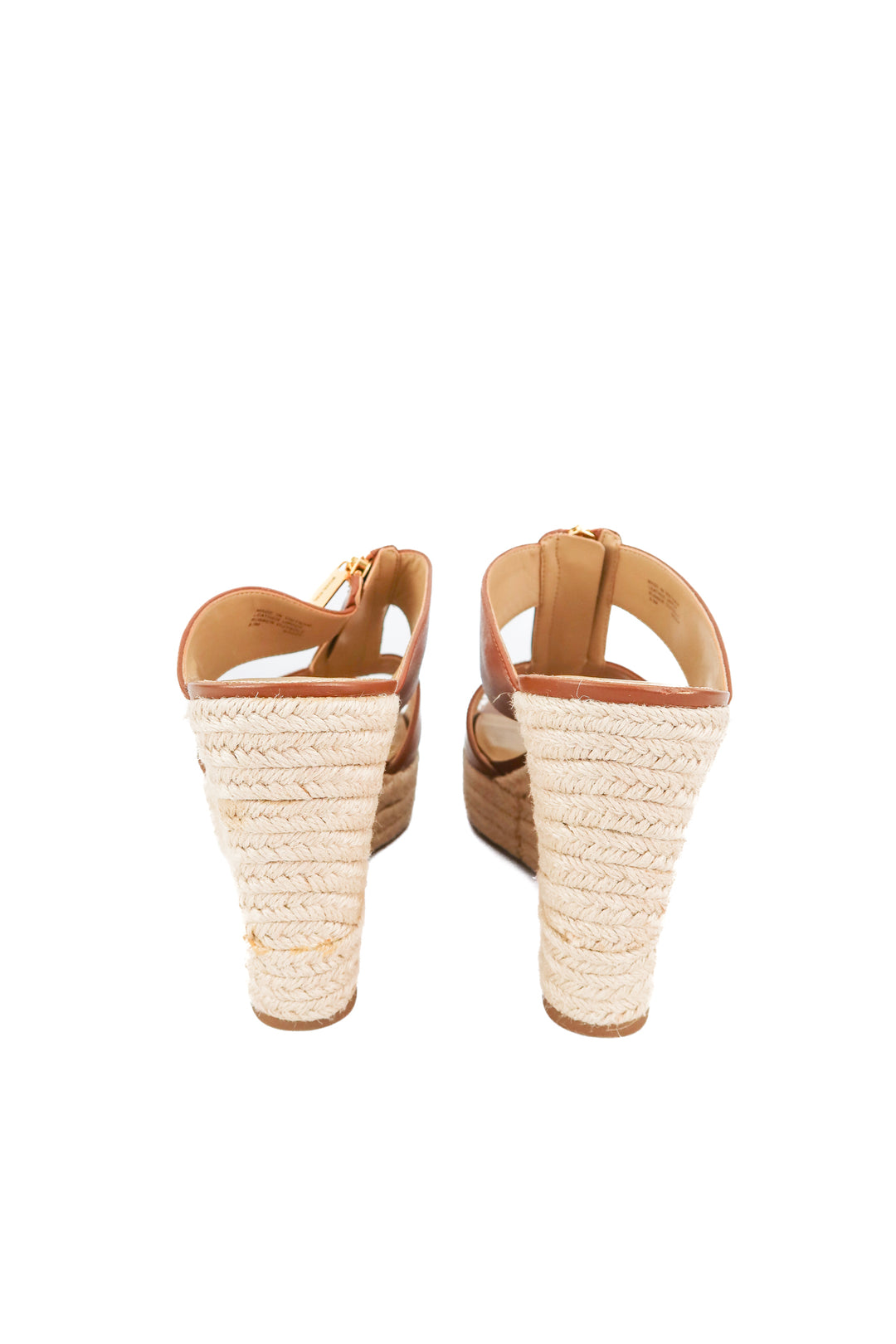 michael michael kors brown espadrille wedge sandals (8.5; retail $125)