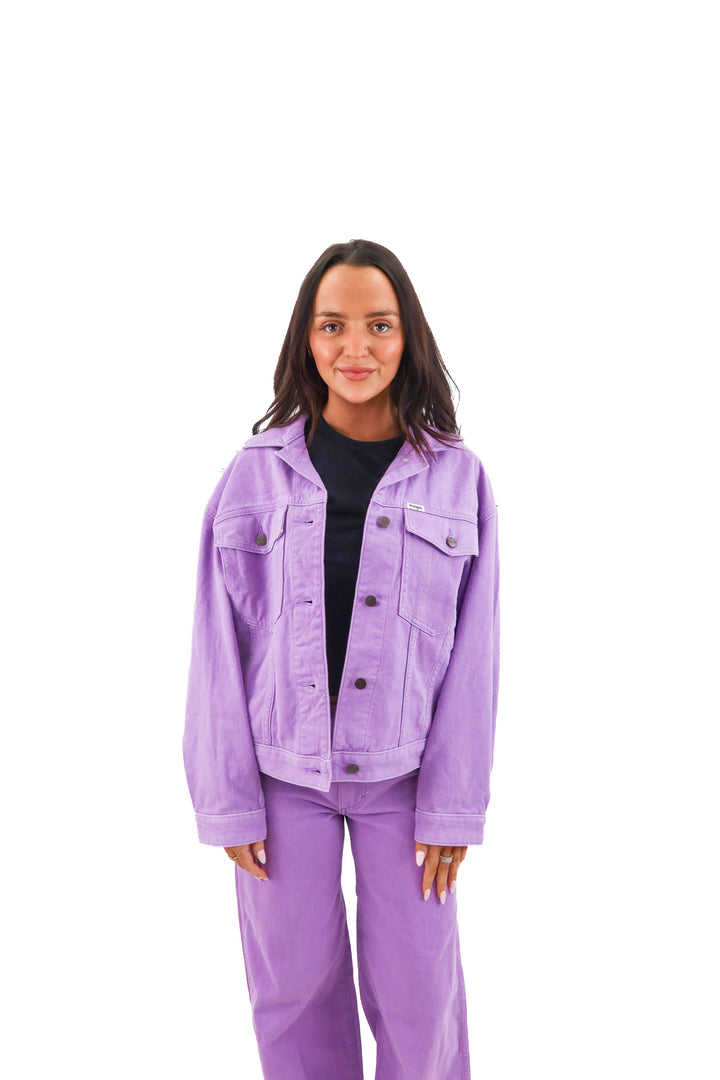 wrangler purple denim jacket nwt (xs; retail $109)