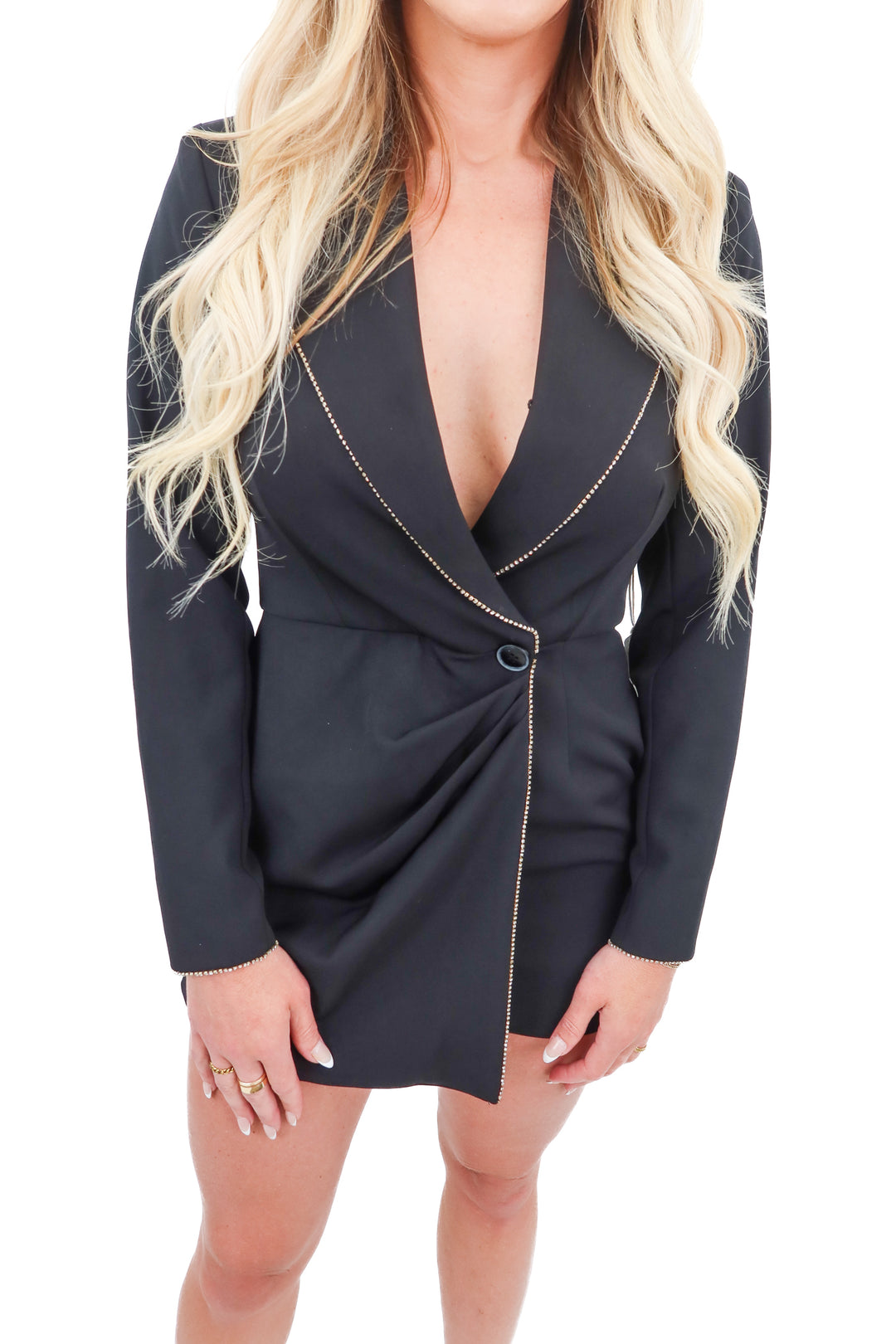 saylor black blazer rhinestone romper (xs; retail $242)