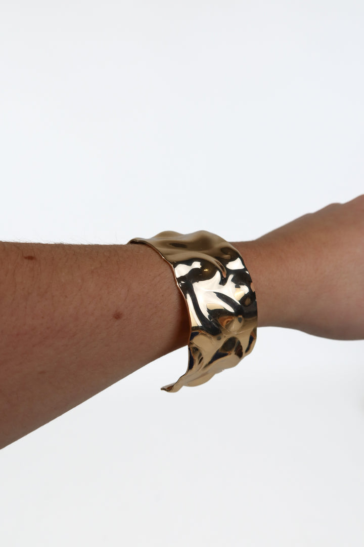 Gold Textured Wide Cuff Bracelet (retail $60