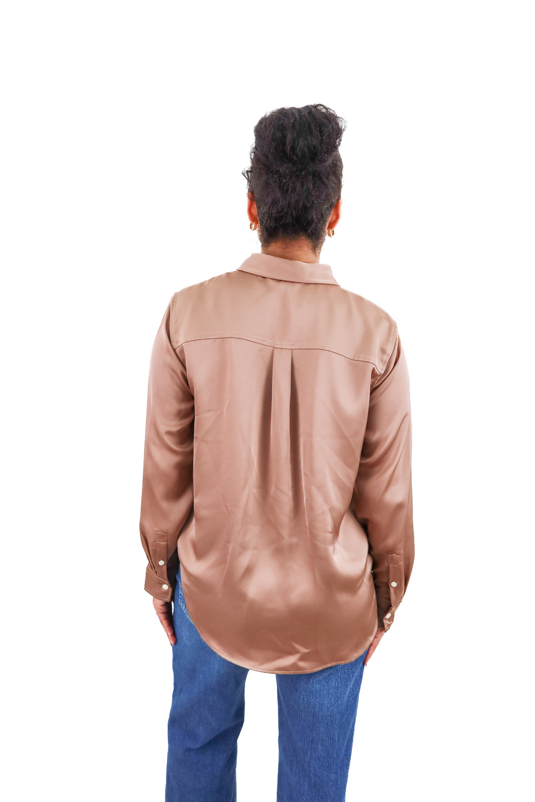 spanx brown satin buttondown NWT (s; retail $138)