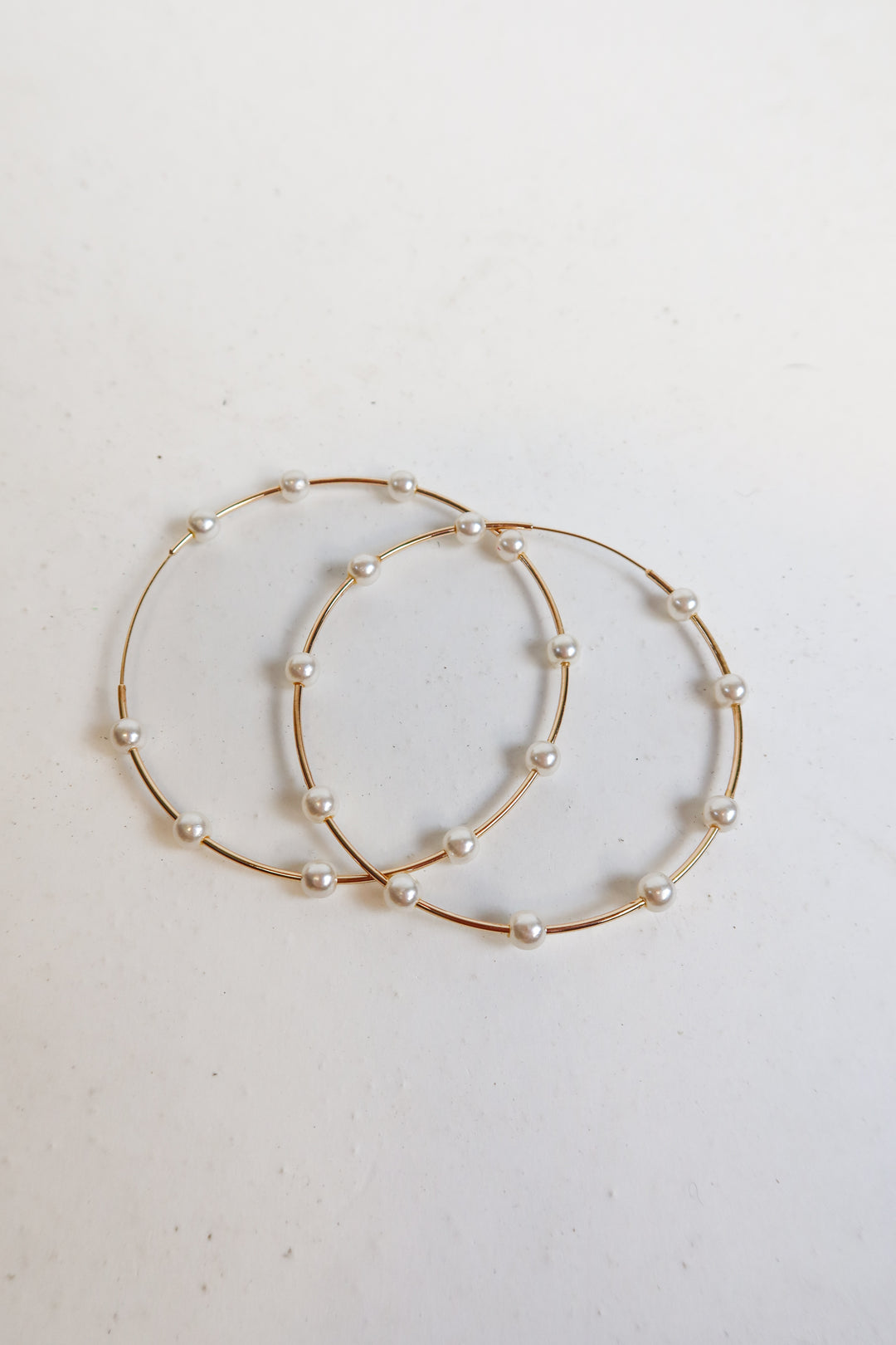 Large Gold Pearl Hoop Earrings