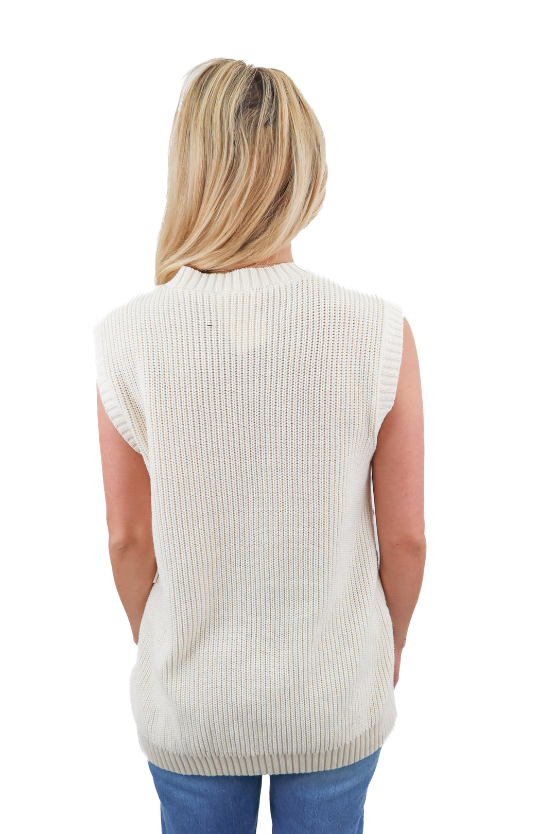 vestique white/blue abstract vest (s; retail $65)