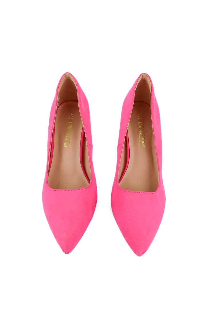 dream pairs pink faux suede pump heels (8.5)