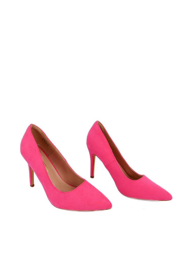 dream pairs pink faux suede pump heels (8.5)