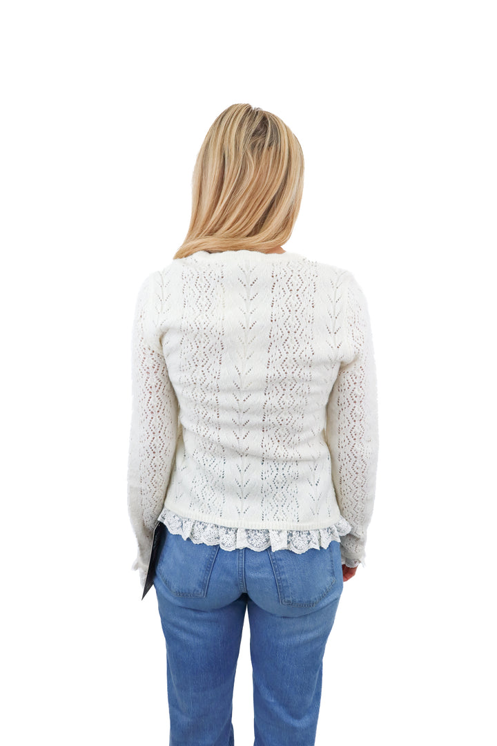 astr white knit/lace tie front top NWT (s; retail $109)