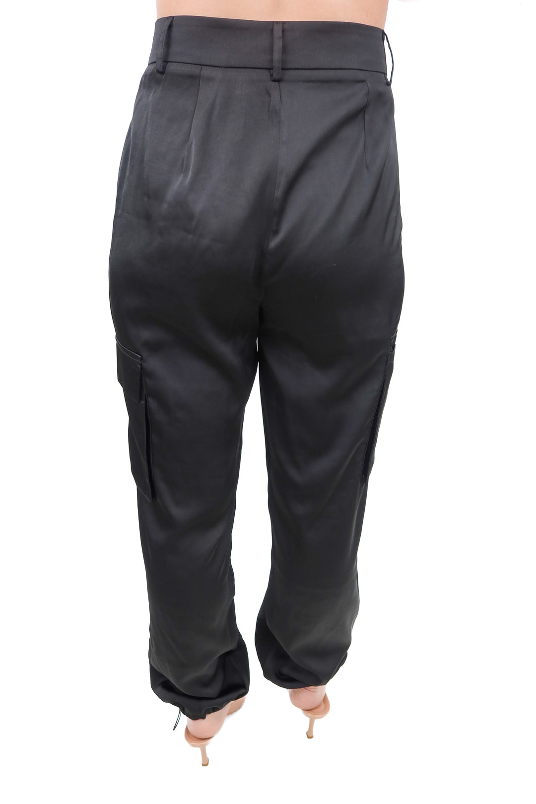 superdown black satin cargo pants NWT (xs; retail $119)