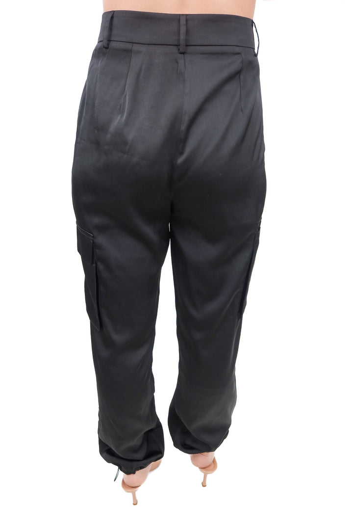 superdown black satin cargo pants NWT (xs; retail $119)