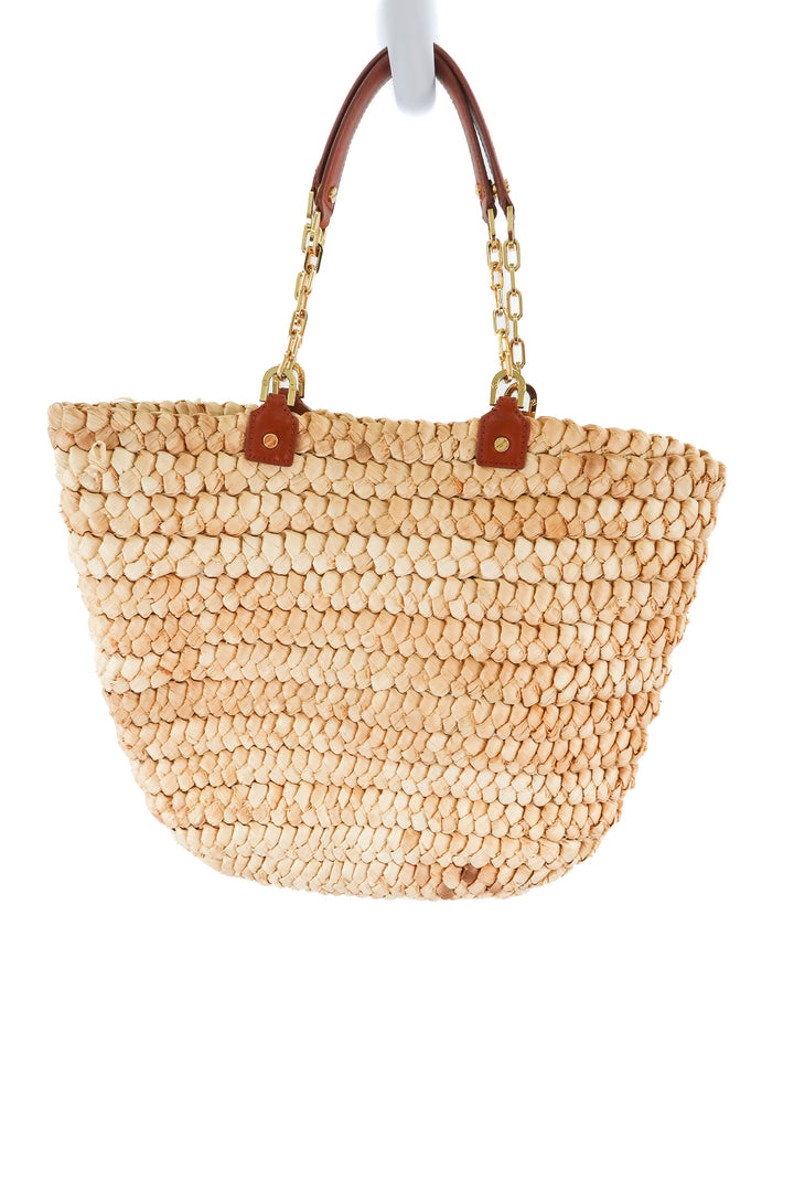 tory burch tan weave tote bag (retail $420)