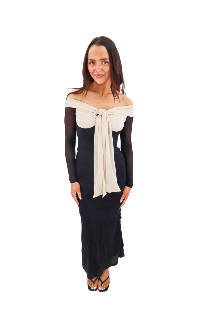 trendy and tipsy black/nude mesh dress nwt (xs; retail $148)