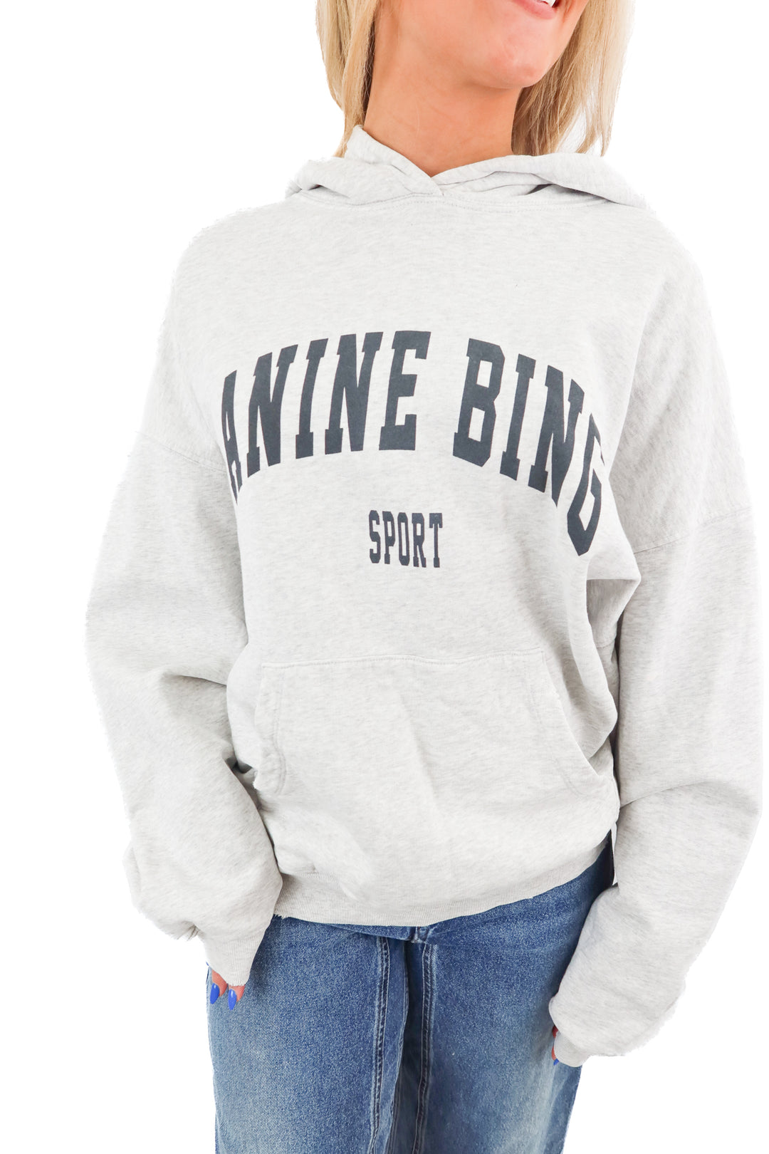 anine bing grey logo hoodie (m; retail $220)