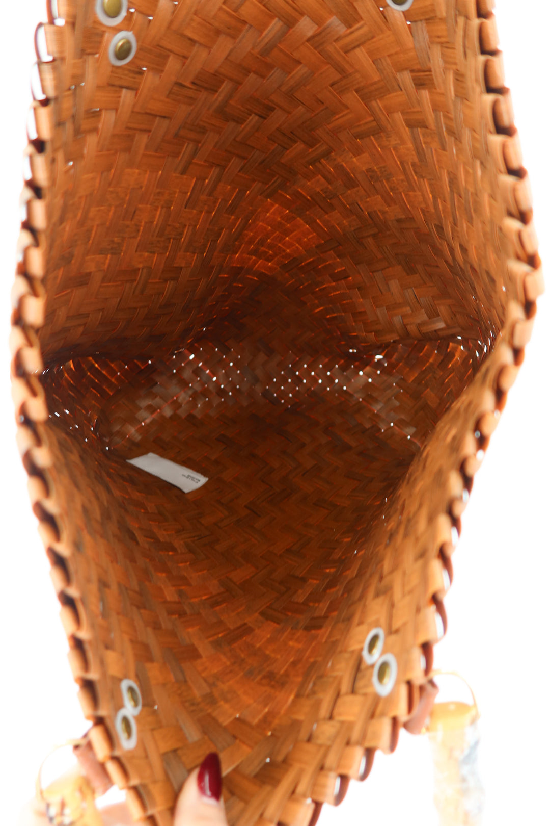 brown woven/wood handle bag NWOT